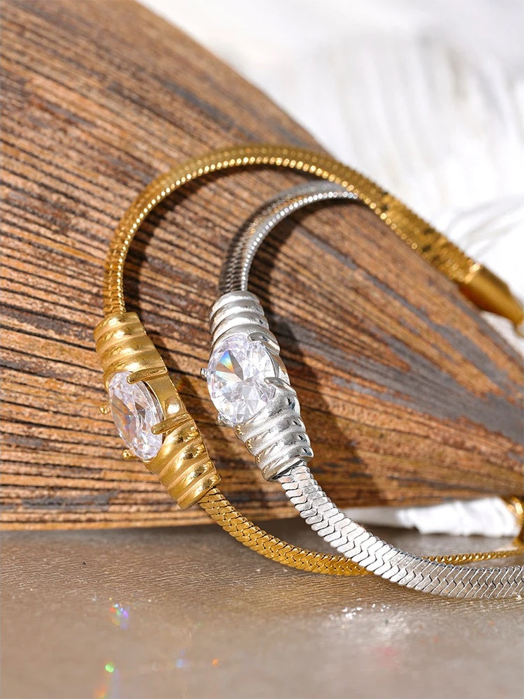 Bling cubic zirconia snake chain bracelet - product image