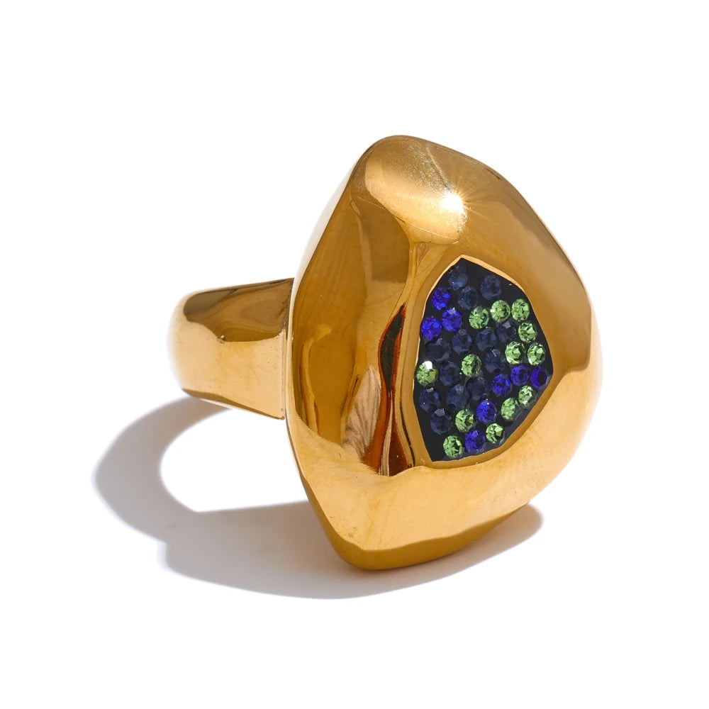 Blue cubic zirconia abstract fashion ring - product image