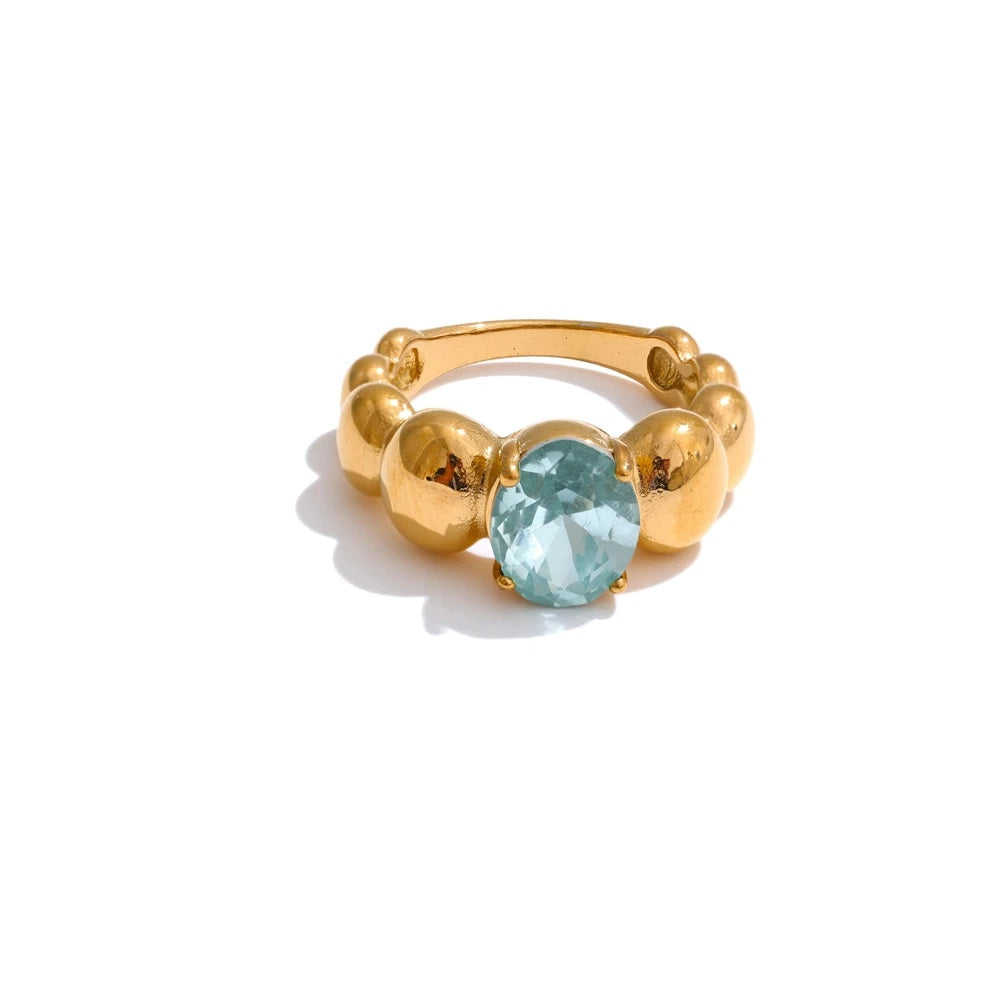 Blue cubic zirconia casting finger ring - product image