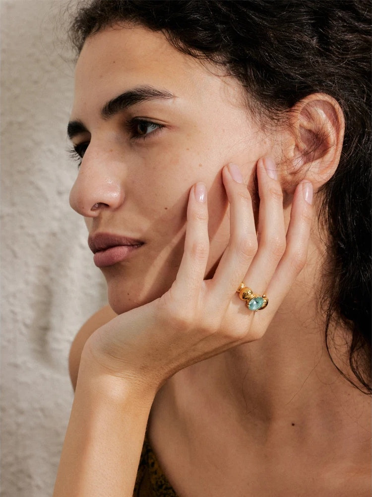 Blue cubic zirconia casting finger ring - product image