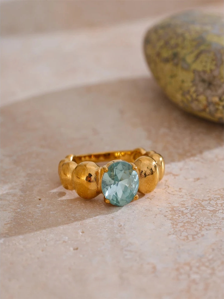 Blue cubic zirconia casting finger ring - product image