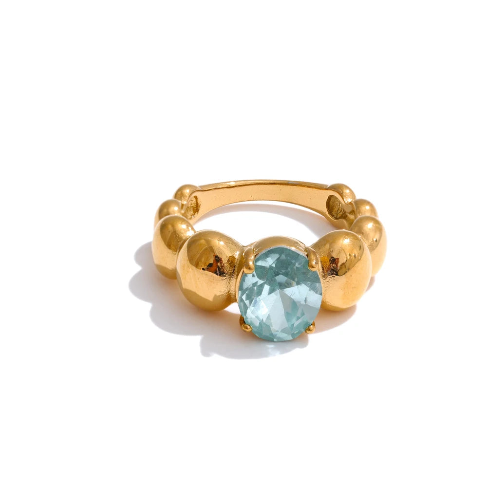 Blue cubic zirconia casting finger ring - product image