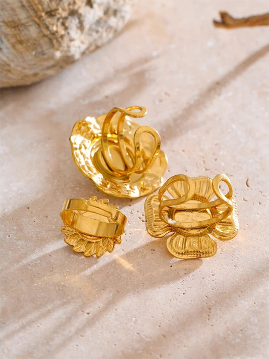 Blue turquoise flower sun adjustable ring - product image