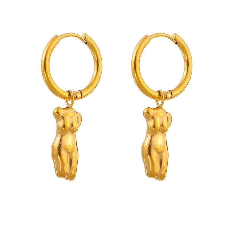 Body style metal golden hoop earrings - product image