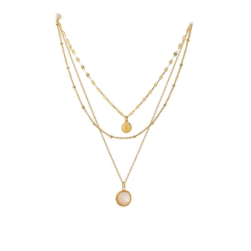 Bohemian round pendant necklace stainless steel - product image