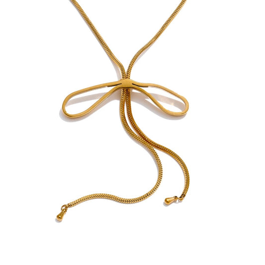 Bow knot movable fashion sweater chain necklace - product image