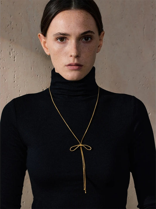 Bow knot movable fashion sweater chain necklace - product image