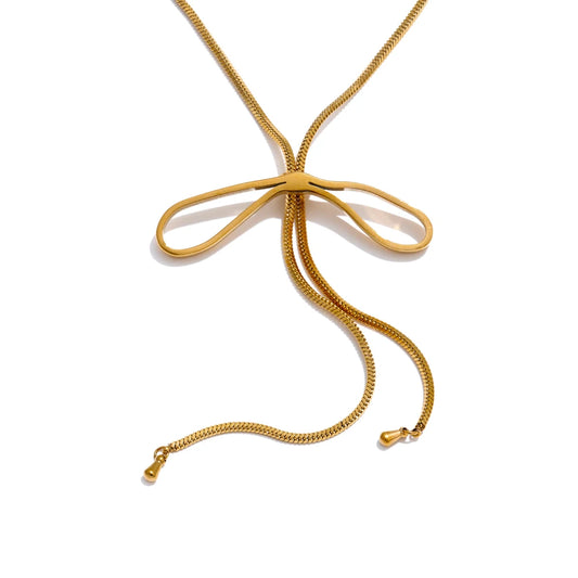 Bow knot movable fashion sweater chain necklace - product image