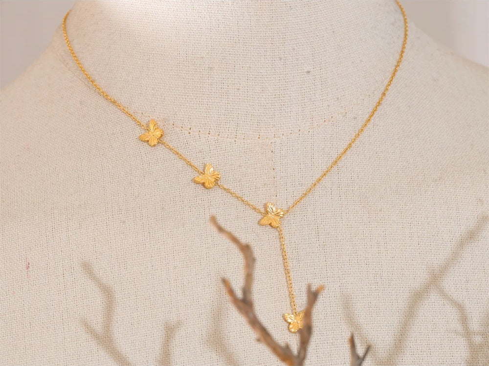 Butterfly chain abstract pendant collar necklace - product image