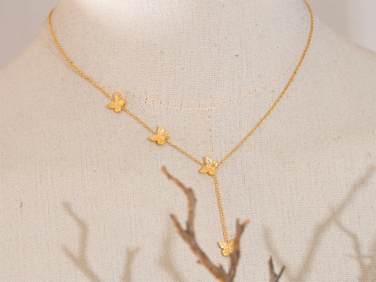 Butterfly chain abstract pendant collar necklace - product image