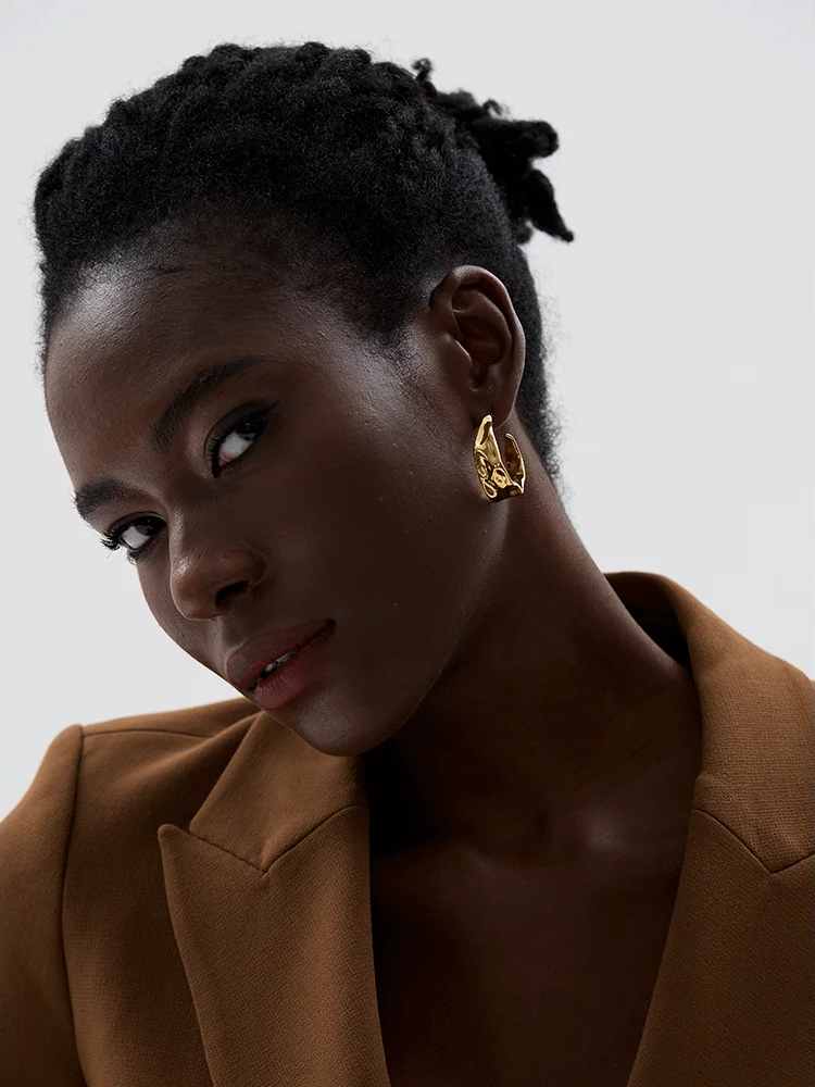 C shape contemporary hoop earrings for women - product image