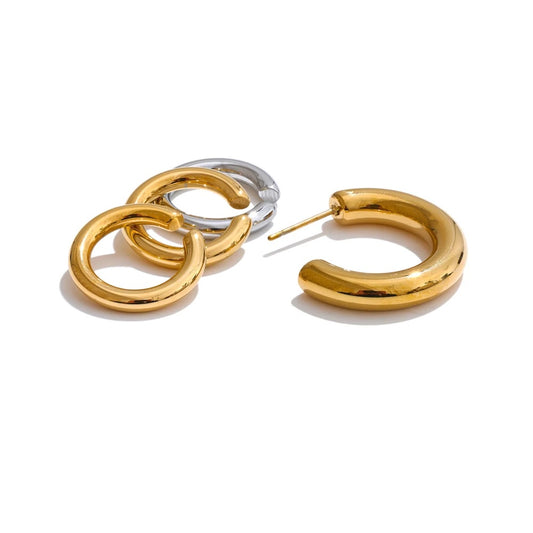 C-shape ear bone clip stainless steel earrings set - product image