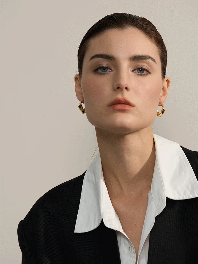 C shape irregular hoop earrings - product image