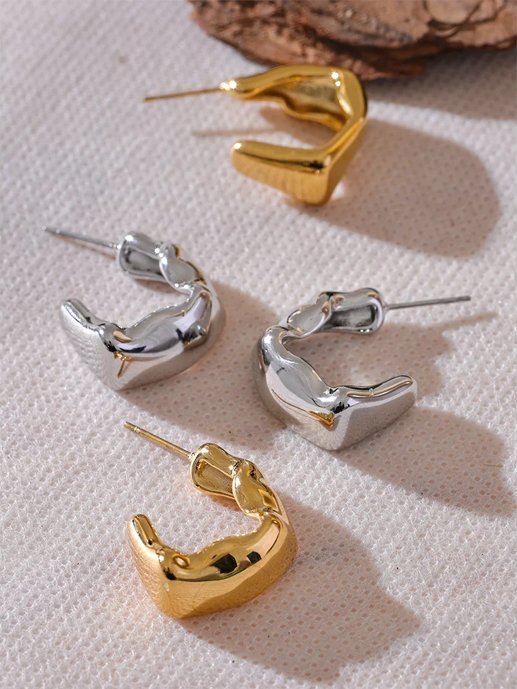 C shape irregular hoop earrings - product image