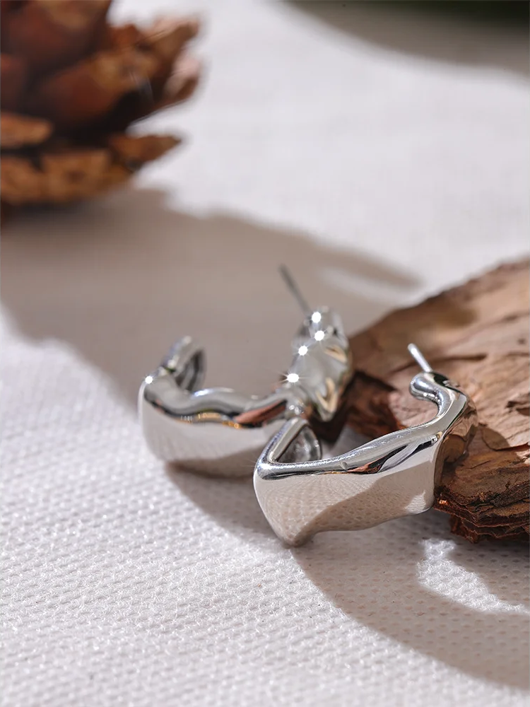 C shape irregular hoop earrings - product image