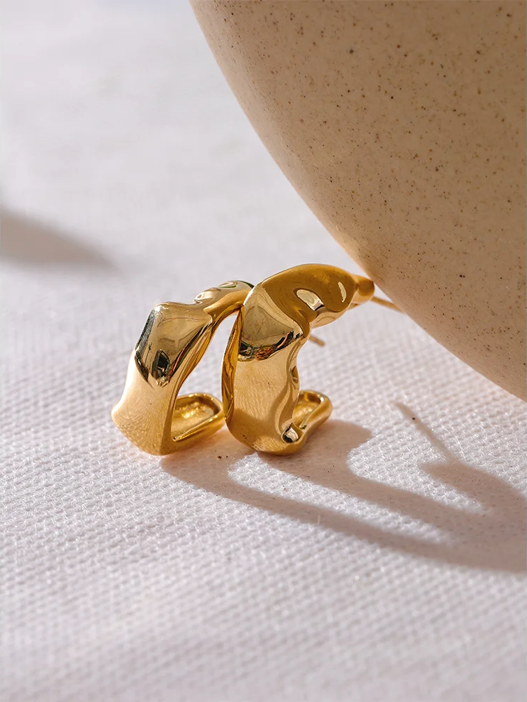 C shape irregular hoop earrings - product image