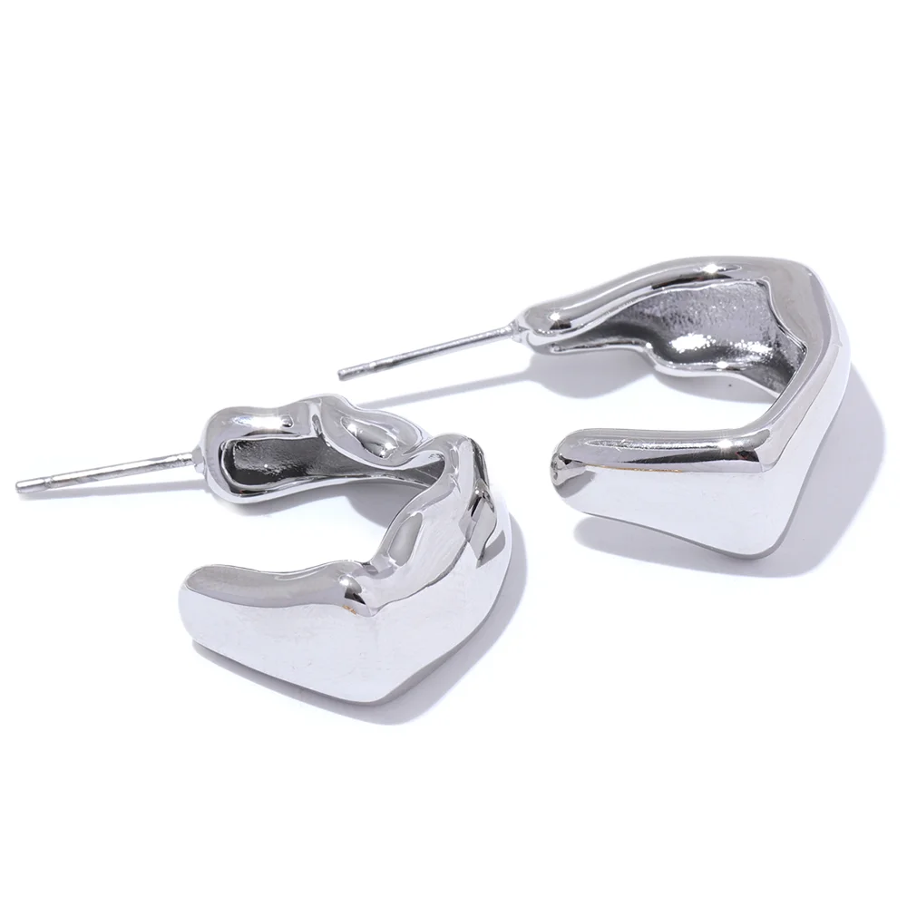 C shape irregular hoop earrings - product image