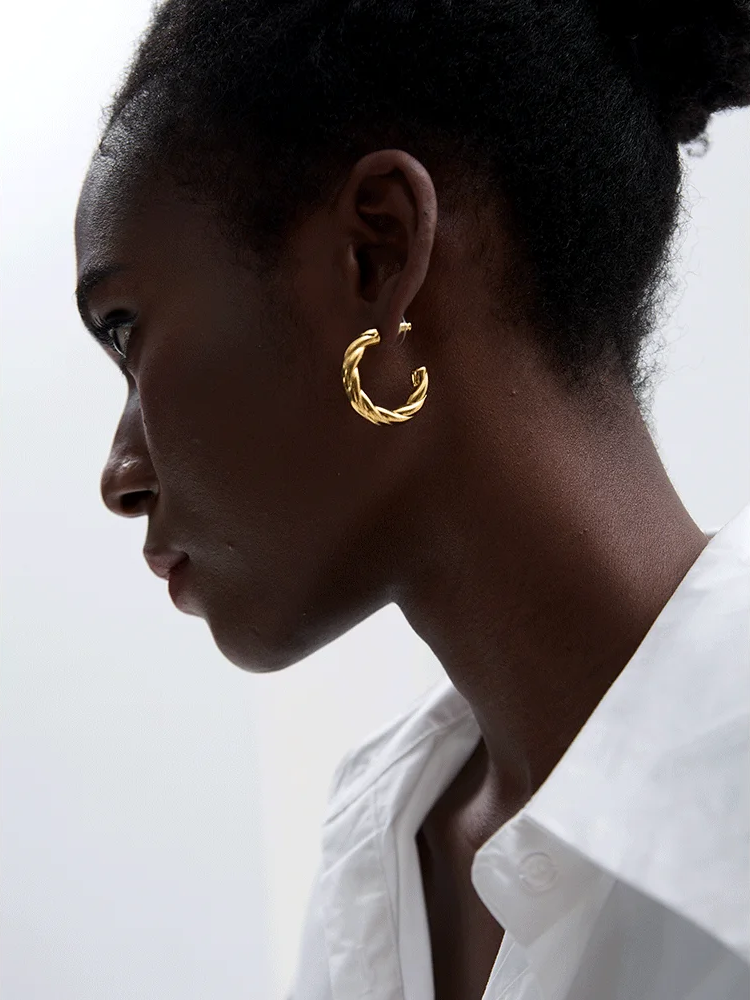 C shape twisted daily wear hoop earrings - product image