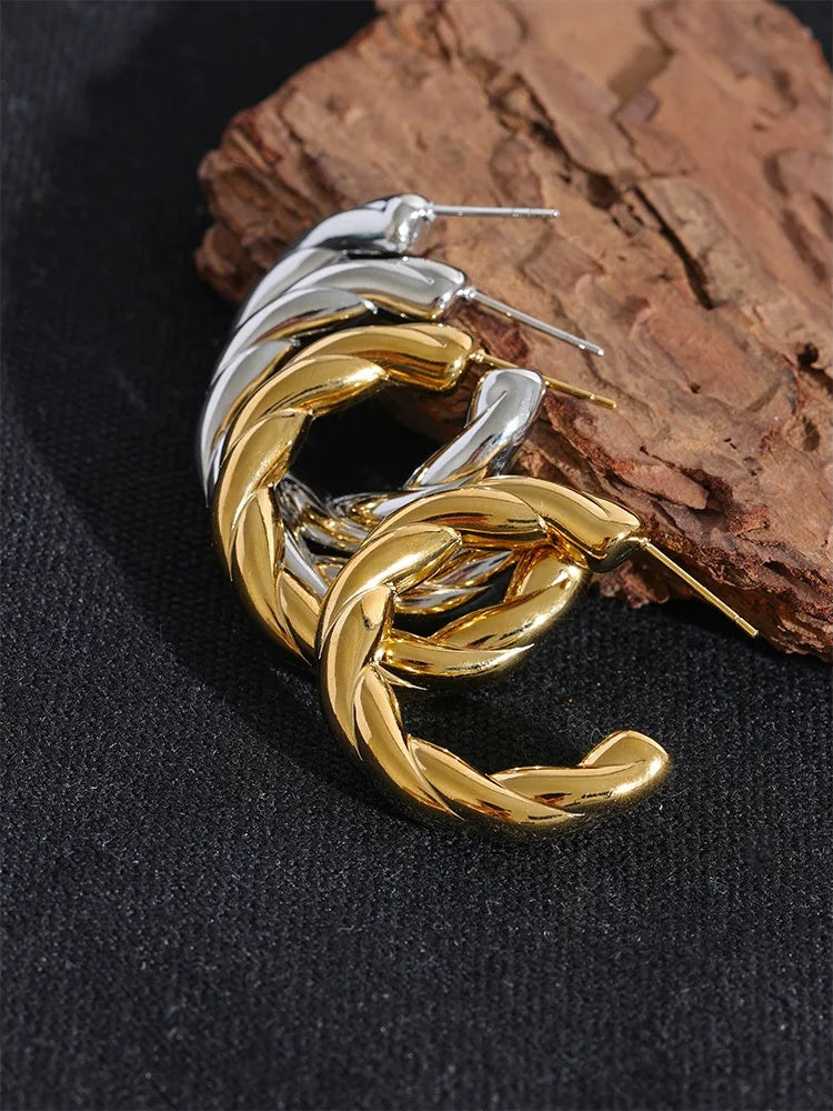 C shape twisted daily wear hoop earrings - product image