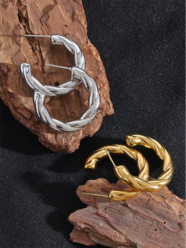 C shape twisted daily wear hoop earrings - product image