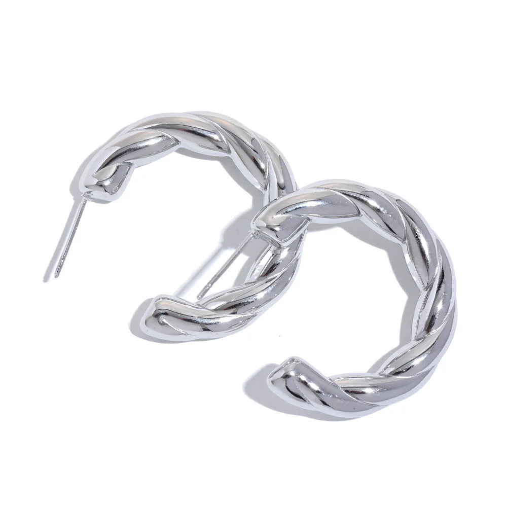 C shape twisted daily wear hoop earrings - product image