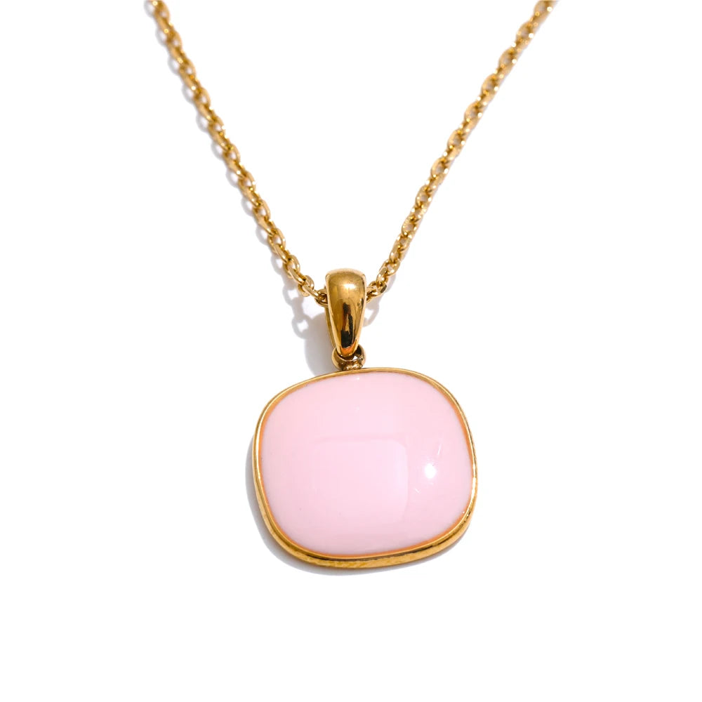 Candy color square modern pendant necklace women - product image
