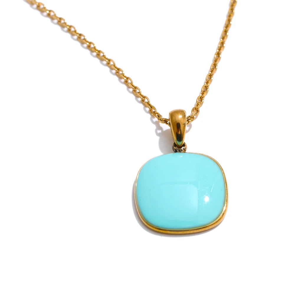 Candy color square modern pendant necklace women - product image