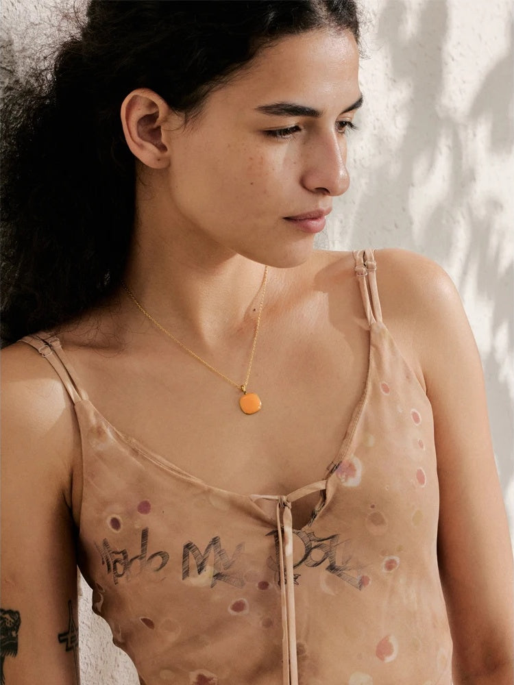Candy color square modern pendant necklace women - product image