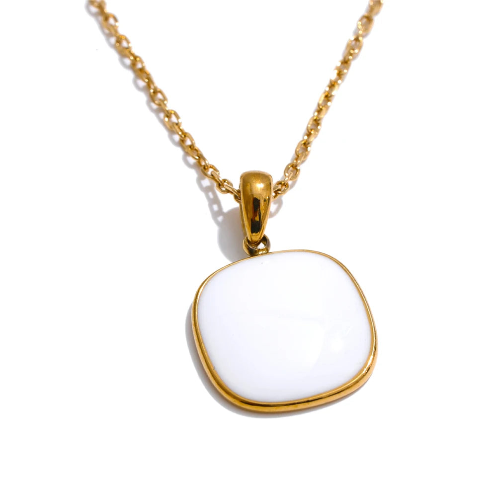 Candy color square modern pendant necklace women - product image