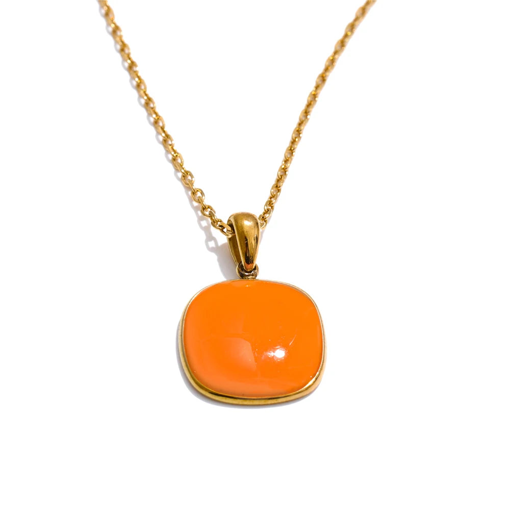Candy color square modern pendant necklace women - product image