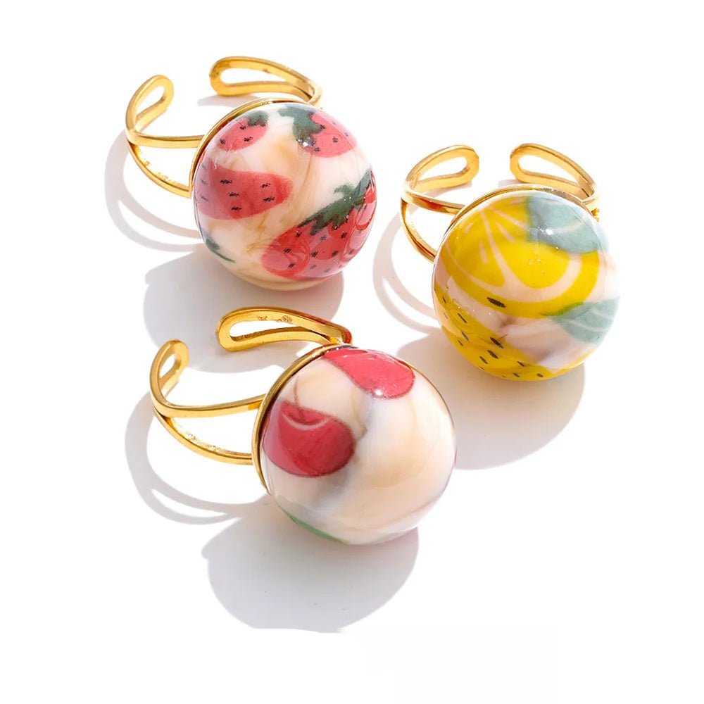 Candy enamel round strawberry pineapple ring - product image