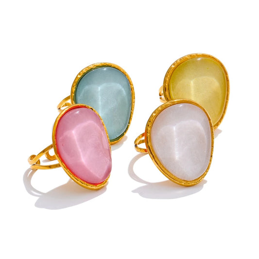 Candy multi-color resin adjustable summer ring - product image