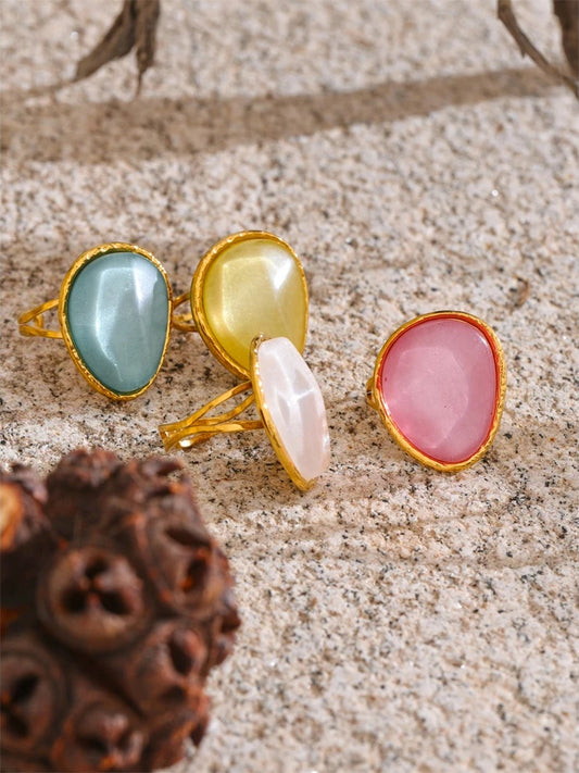 Candy multi-color resin adjustable summer ring - product image