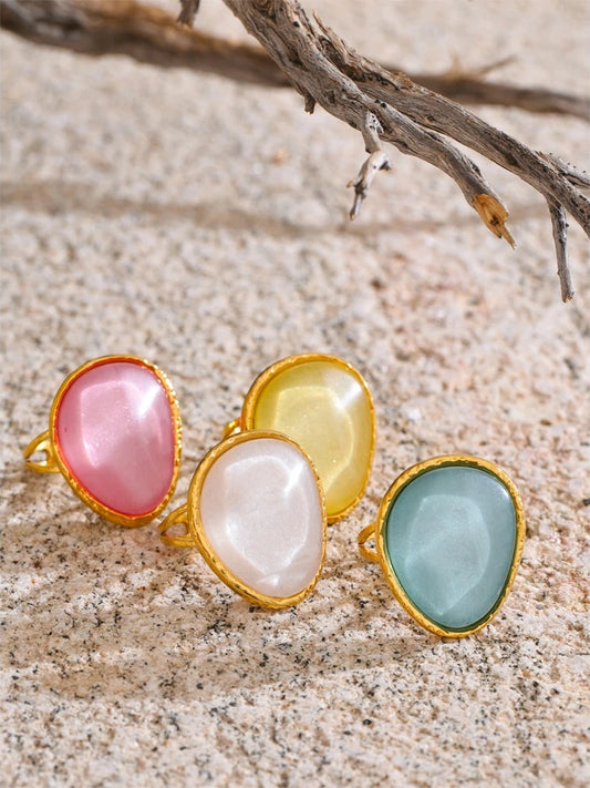 Candy multi-color resin adjustable summer ring - product image