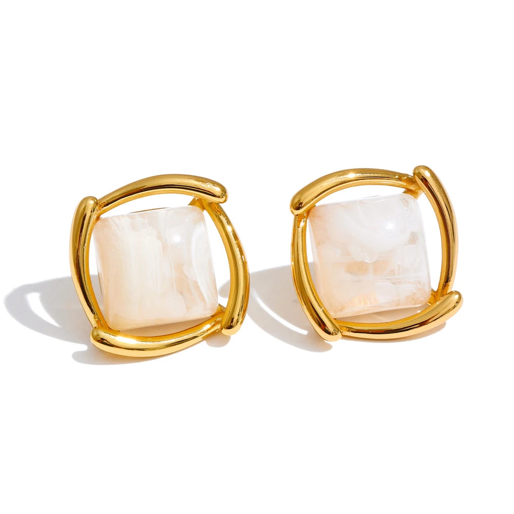 Candy resin acrylic square colorful stud earrings - product image