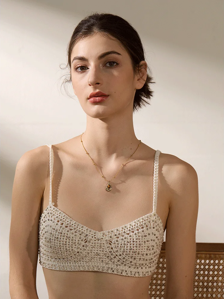Cashew natural tiger stone pendant necklace - product image