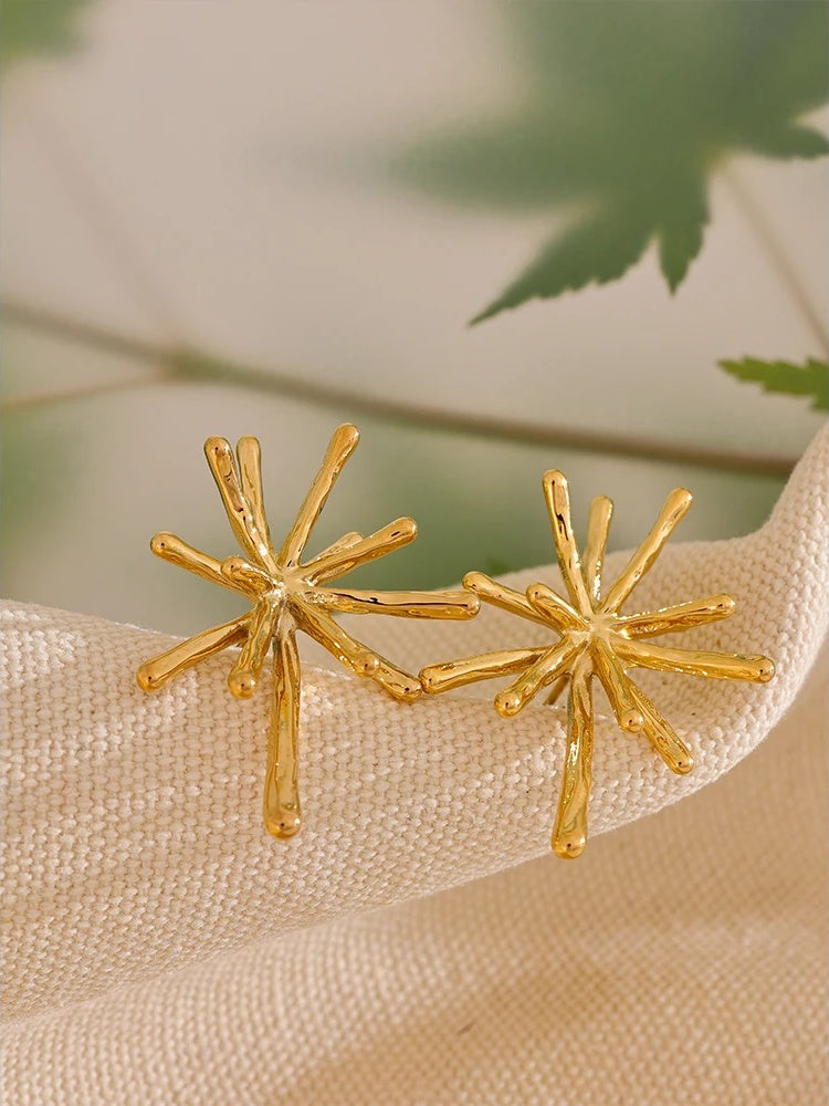 Cast textured firework minimalist stud earrings - product image