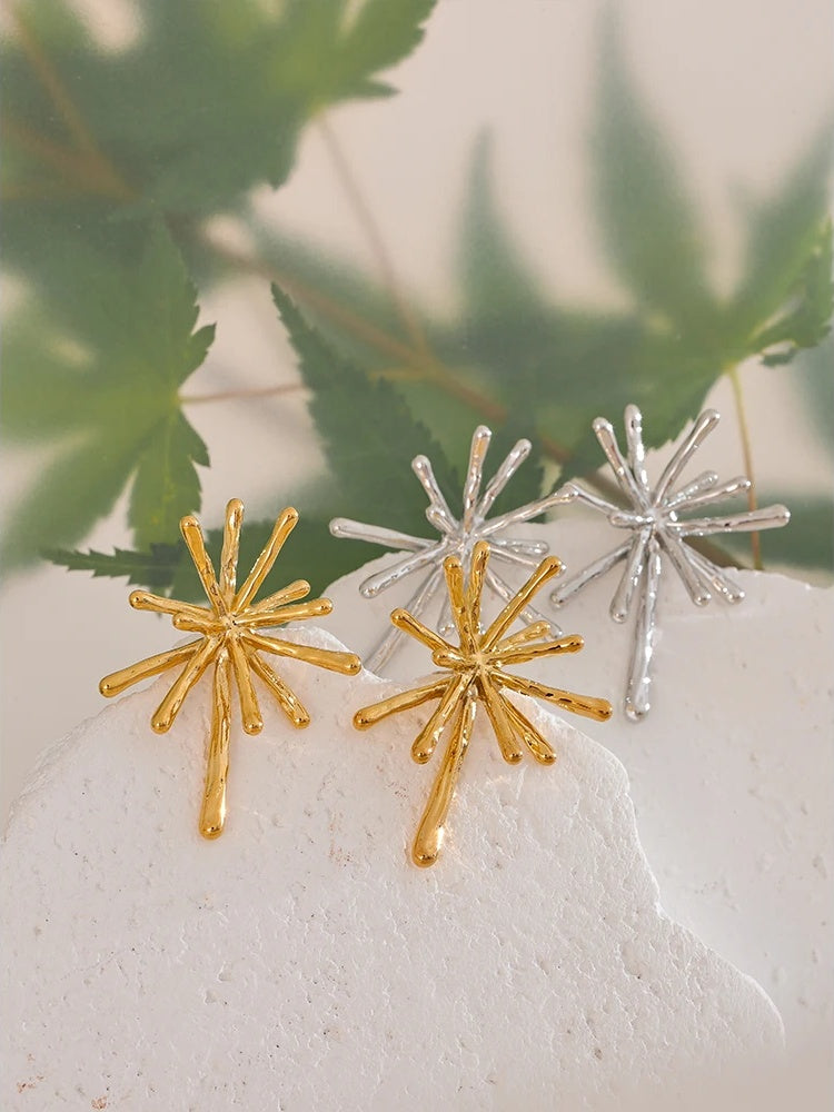 Cast textured firework minimalist stud earrings - product image
