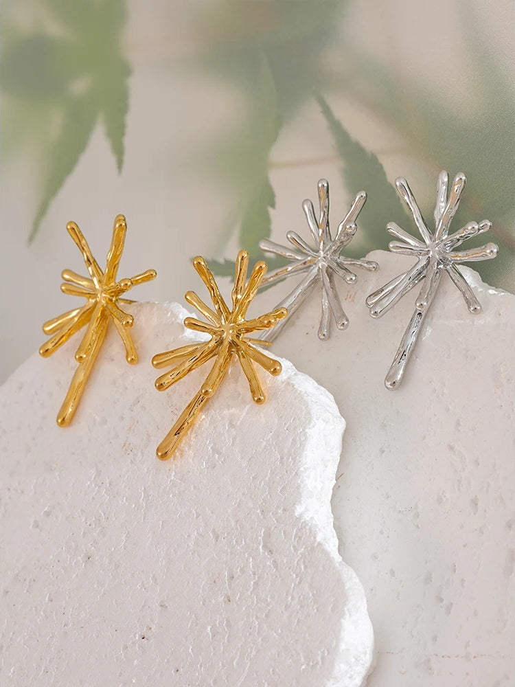 Cast textured firework minimalist stud earrings - product image