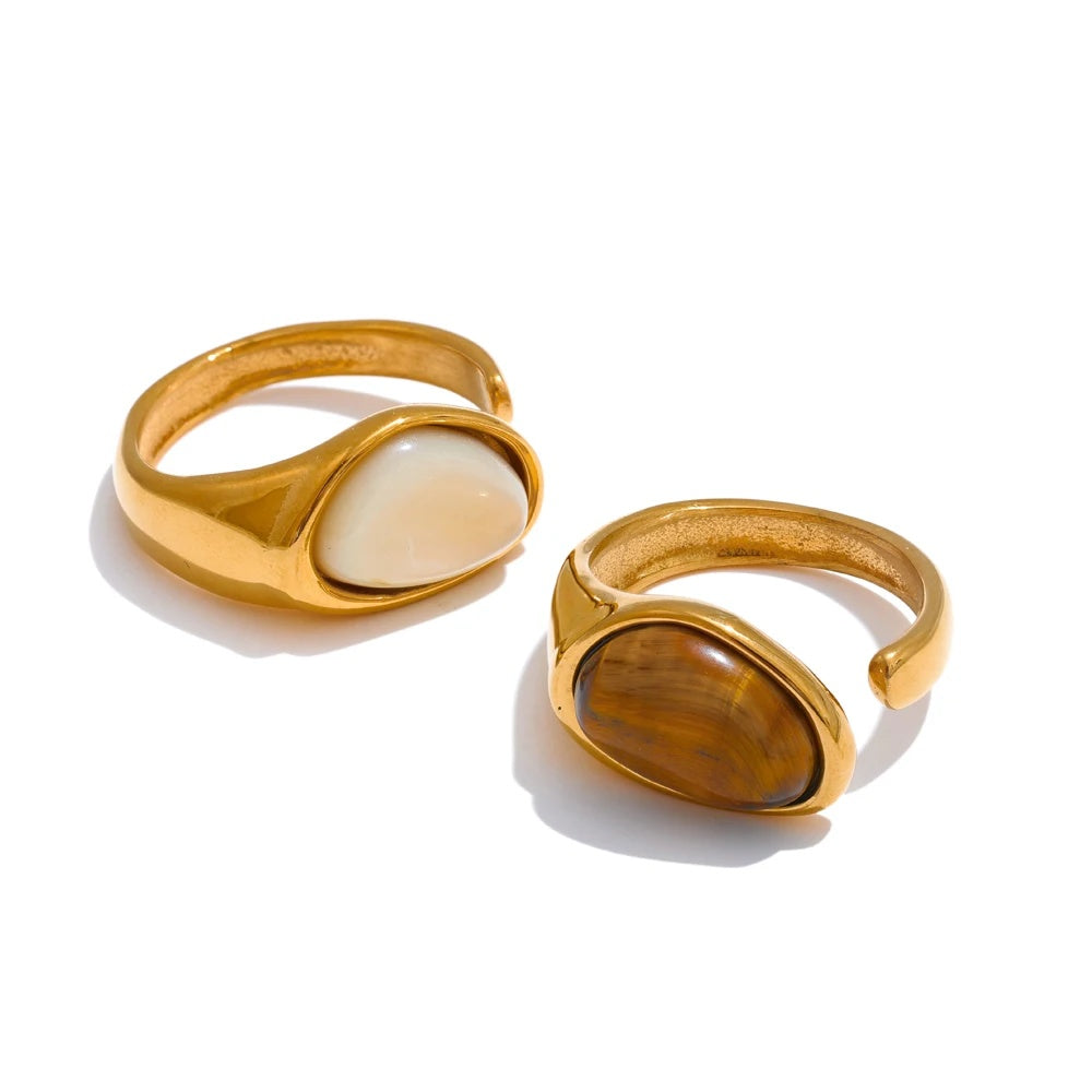 Casting open minimalist tiger shell stone ring women - product image