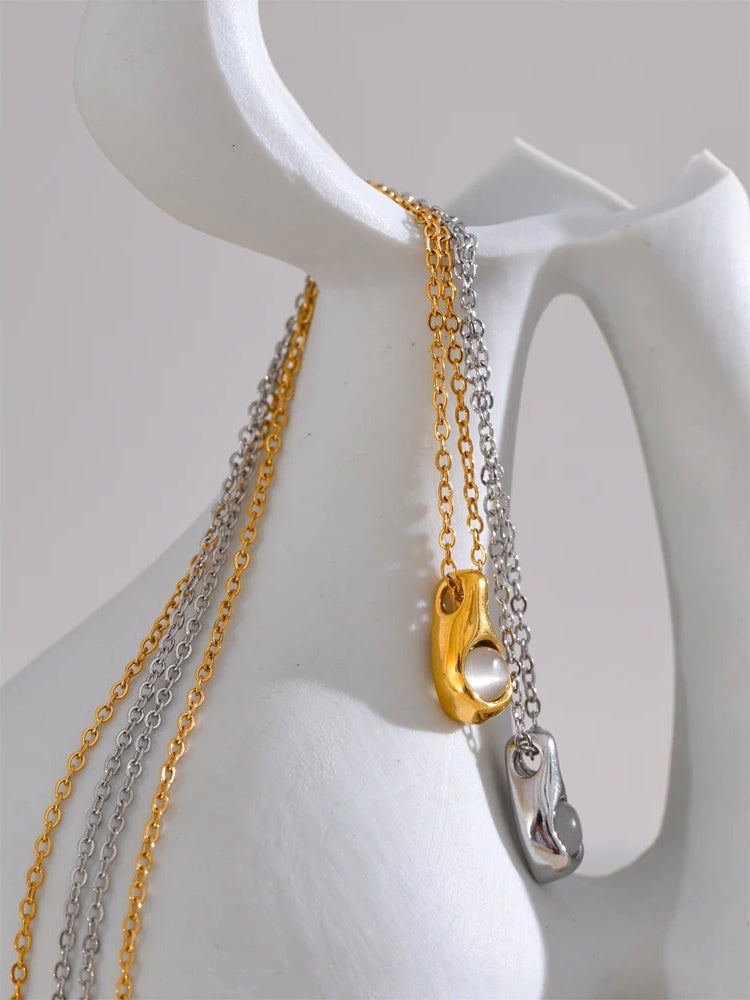 Cat eye stone drop pendant necklace - product image
