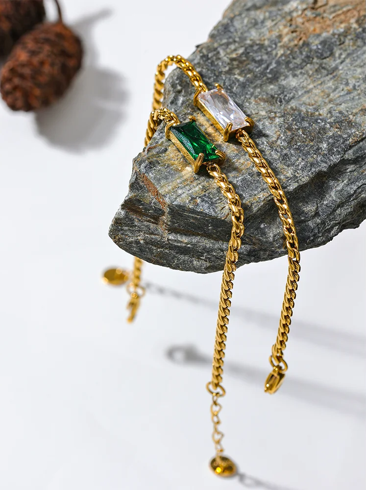 Chain cubic zirconia link lobster clasp women bracelet - product image