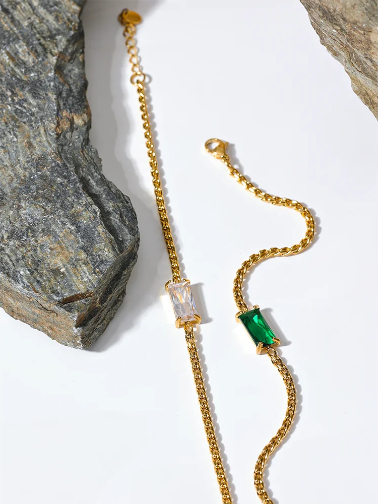 Chain cubic zirconia link lobster clasp women bracelet - product image