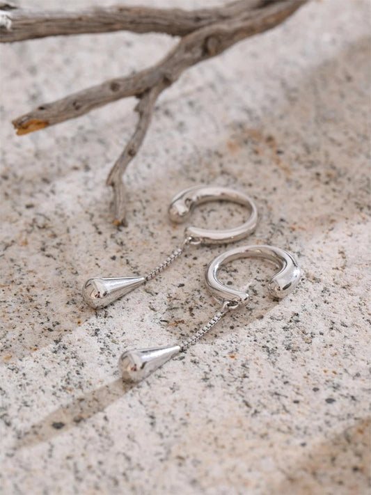 Chain drop water drop adjustable ear clip earrings - product image