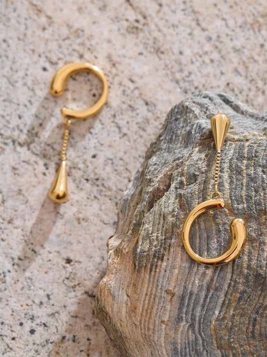 Chain drop water drop adjustable ear clip earrings - product image