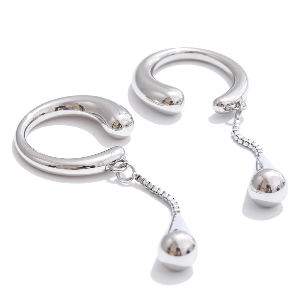 Chain drop water drop adjustable ear clip earrings - product image