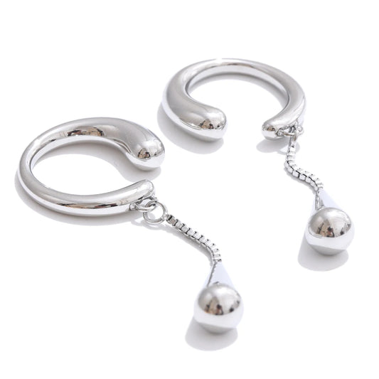 Chain drop water drop adjustable ear clip earrings - product image