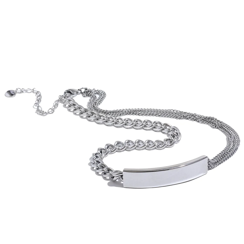 Chain square pendant necklace bracelet set - product image