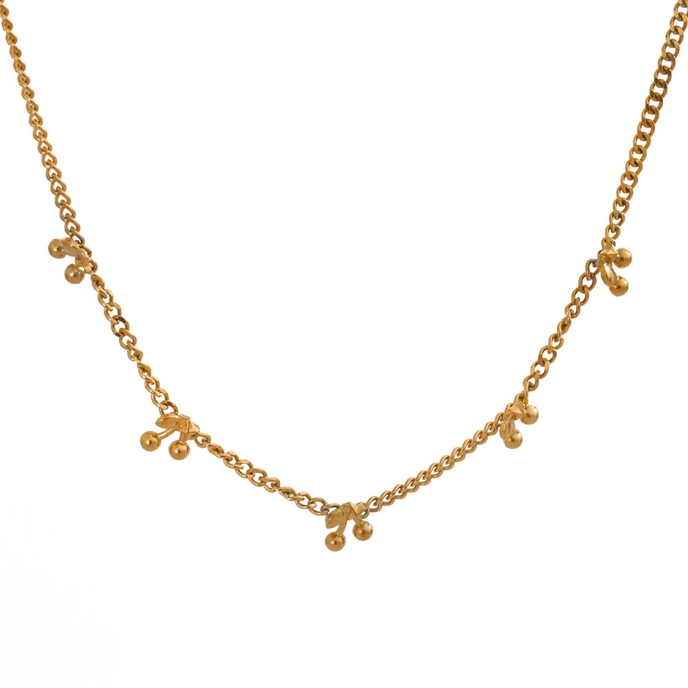 Cherry chain gold color fashion necklace - product image