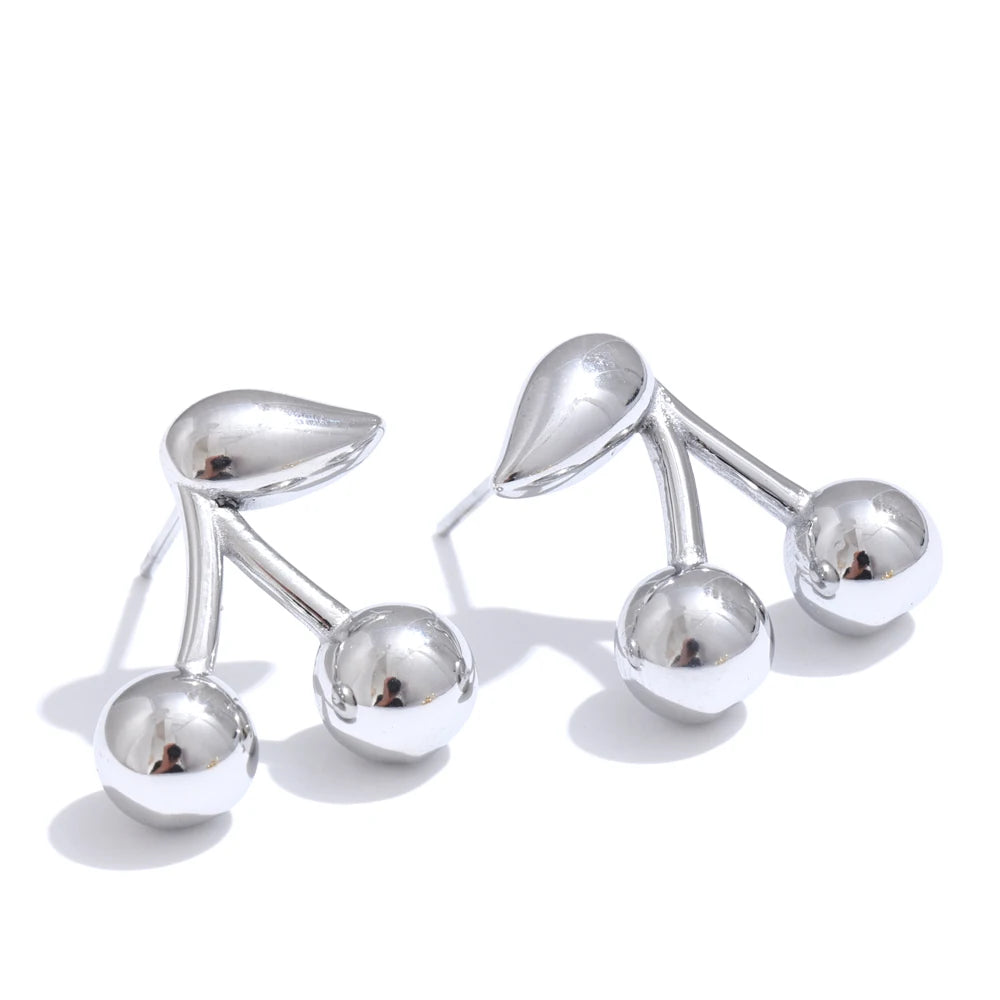 Cherry minimalist stud earrings water resistant - product image